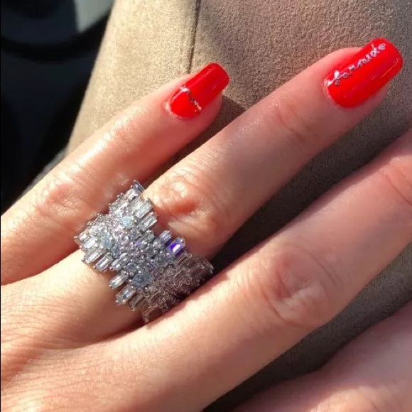 18K white gold plated shiny ring - Picture 3 of 7